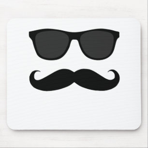 Black Moustache and Sunglasses Humour Gift Mouse Pad
