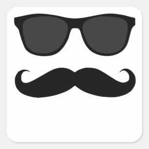 Black Moustache and Sunglasses Humour Gift Square Sticker