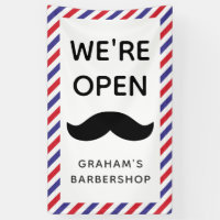 Black Moustache Barbershop Stripes Open