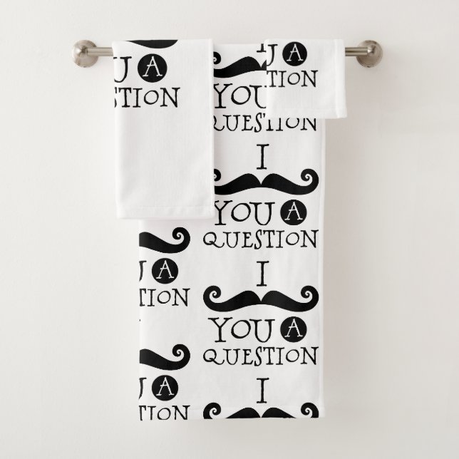 Black Moustache Humour Bath Towel Set (Insitu)