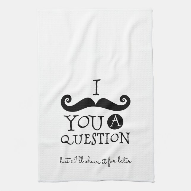 Black Moustache Humour Kitchen Towel (Vertical)