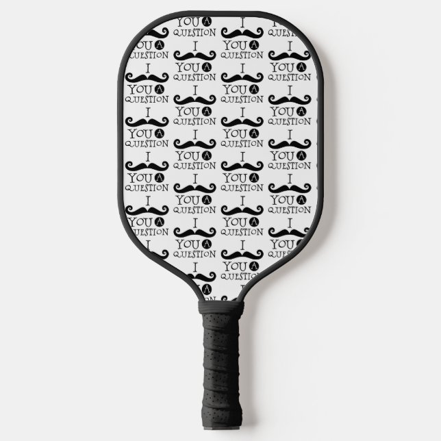 Black Moustache Humour Pickleball Paddle (Front)