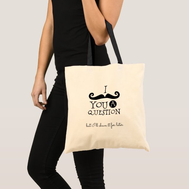 Black Moustache Humour Tote Bag (Front (Product))