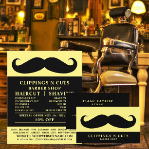 Black Moustache, Men's Barbers Advertising Flyer