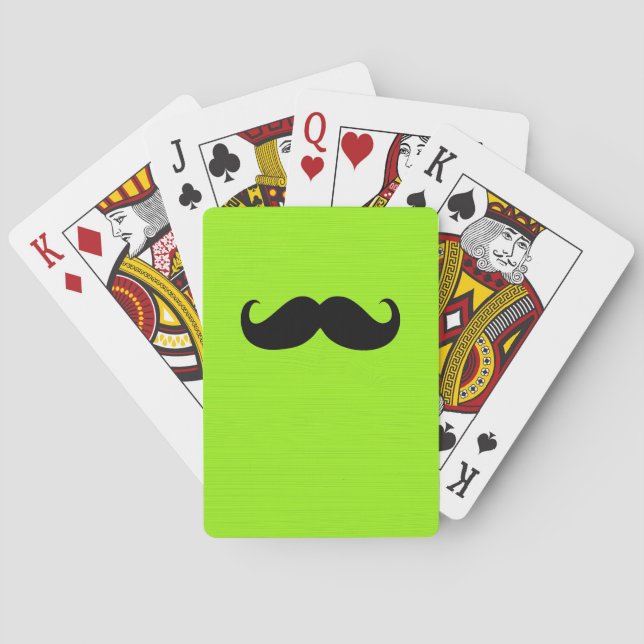 Black Moustache on Green Background Playing Cards (Back)