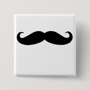 Black Moustache or Black Moustache for Fun Gifts 2 Inch Square Button