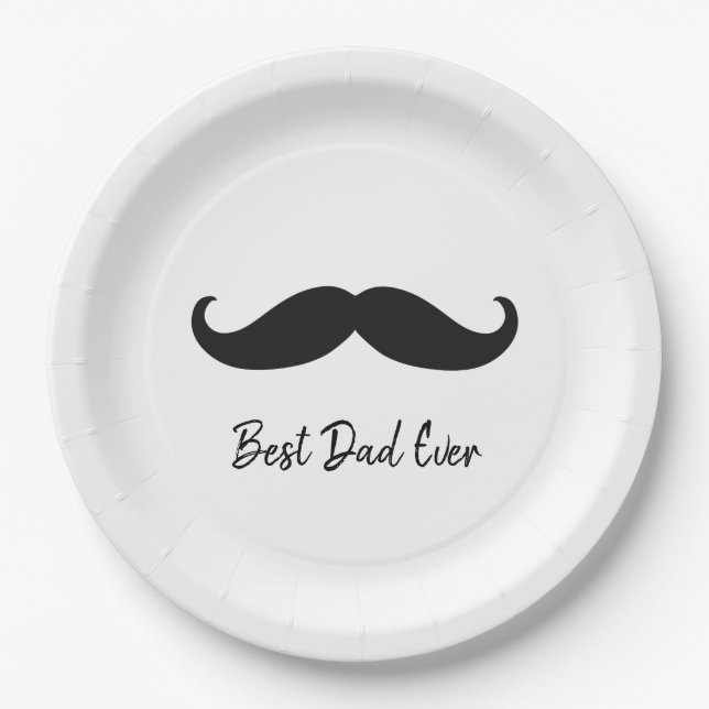 Black Moustache Paper Plate (Front)