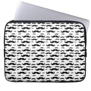 Black Moustache Pattern Laptop Sleeve