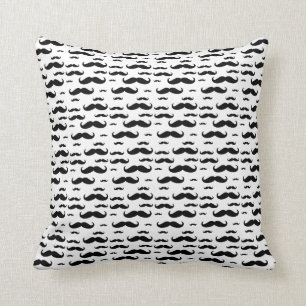 Black Moustache Pattern Throw Pillow