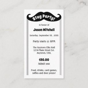 Black Moustache Stag and Bachelor Party Ticket