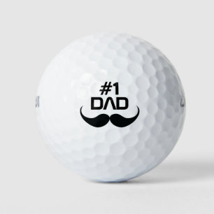 Black Moustache & Text Number 1 Dad Golf Balls