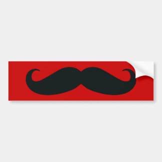 Black Moustache with Red Background Bumper Sticker