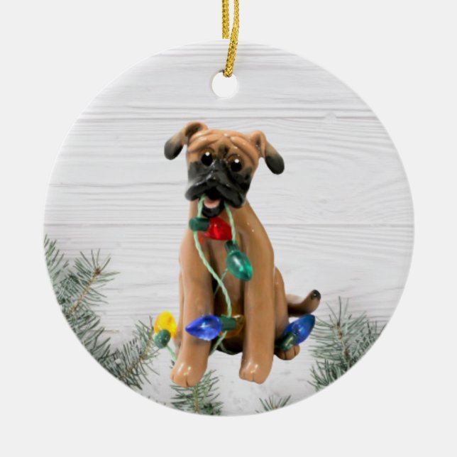 Black Mouth Cur Christmas Ornament (Front)