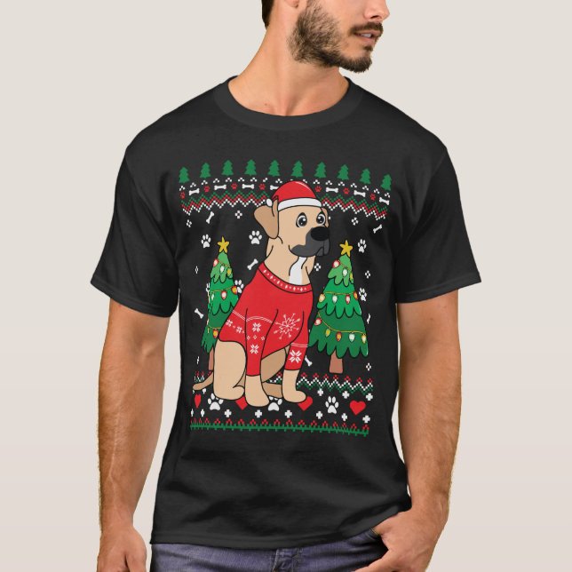 Black Mouth Cur Christmas Ornament Tree Mom Dad T-Shirt (Front)