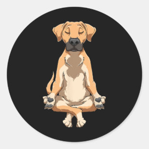 Black Mouth Cur Dog Yoga Funny Meditating Cur Dog Classic Round Sticker
