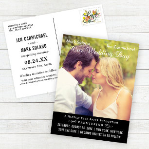 Black Movie Poster Wedding Photo Save the Date