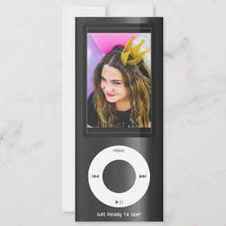 Black MP3 Music Player Birthday Invitation