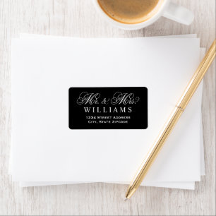 Black Mr and Mrs Script Wedding Return Address Label
