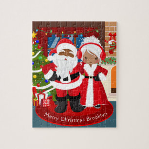 Black Mr. & Mrs. Claus Jigsaw Puzzle