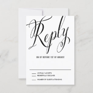 Black Mr. & Mrs. Elegant Script Wedding RSVP Card