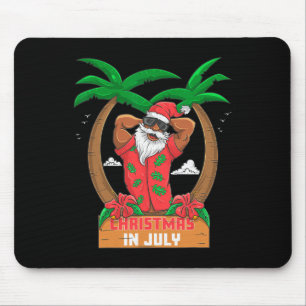 Black Mr Santa Enjoying Beach Hawaii Merry Christm Mouse Pad