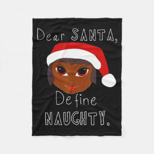 Black Mrs Claus Santa Define Naughty Black Family Fleece Blanket