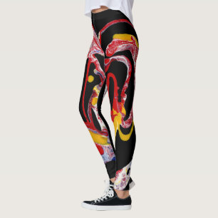 Black, Multi-Coloured Leggings - "Crazy Heart"