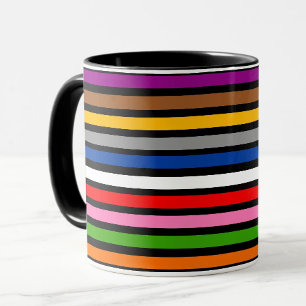 Black Multicolor Stripes Lines Pattern Design  Mug