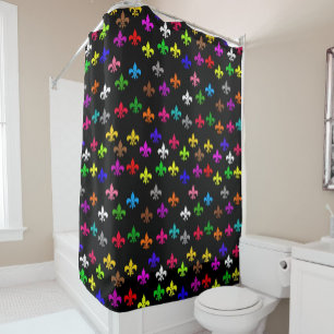 Black Multicolored Fleur-de-lis Pattern Design
