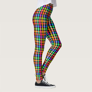 Black Multicolored Gingham Plaid Pattern Design  Leggings