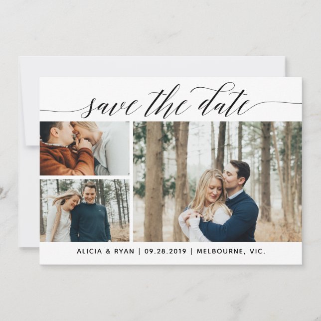 Black multiple photos save the date (Front)