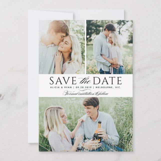 Black multiple photos save the date (Front)