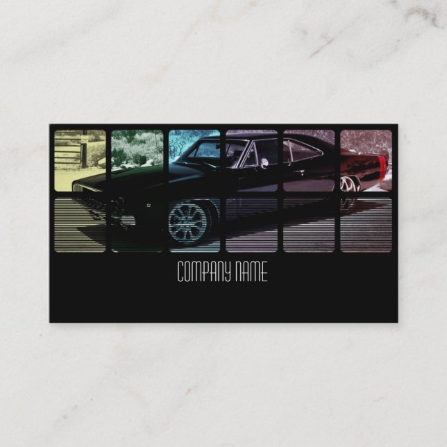 Black Muscle Car in Different Colours Business Card (Front)