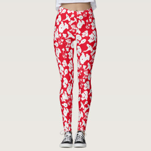 Black mushroom pattern 01b Red BG Leggings