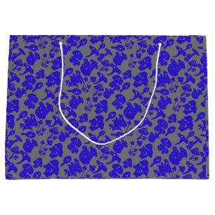 Black mushroom pattern 01blue Grey BG Large Gift Bag