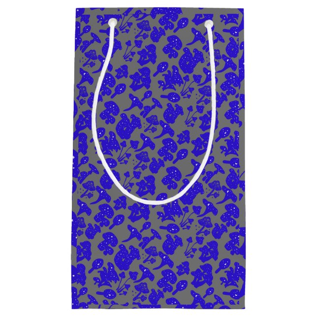 Black mushroom pattern 01blue Grey BG Small Gift Bag (Front)