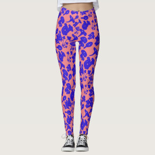 Black mushroom pattern 01blue Pink BG Leggings