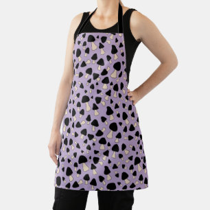 Black Mushrooms on Soft Purple Apron