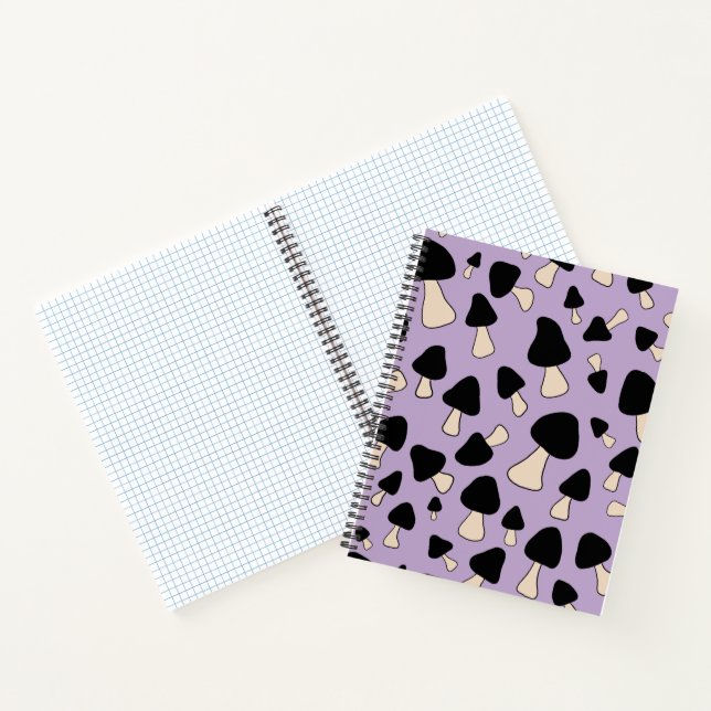 Black Mushrooms on Soft Purple Notebook (Inside)
