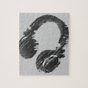 black music deejay / DJ headphone Jigsaw Puzzle