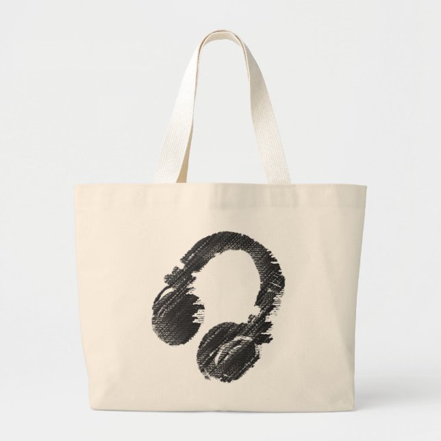 black music deejay headphone large tote bag (Front)