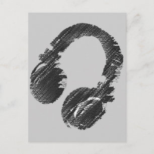 black music deejay headphone postcard