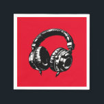 Black Music Headphones Dance DJ Birthday Party Napkin<br><div class="desc">Customize with any text.</div>