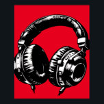 Black Music Headphones Dance DJ  Poster<br><div class="desc">Customize with any text. Matching items are available.</div>