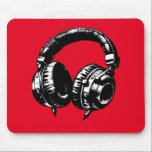 Black Music Headphones DJ  Mouse Pad<br><div class="desc">custom mouse pad.</div>
