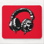 Black Music Headphones DJ  Mouse Pad<br><div class="desc">custom mouse pad.</div>