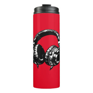 Black Music Headphones DJ Thermal Tumbler