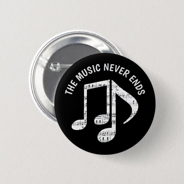 Black Music Notes 2 Inch Round Button (Front & Back)