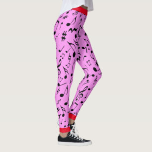 Black Music Notes on Pink (or Your Col) Leggings