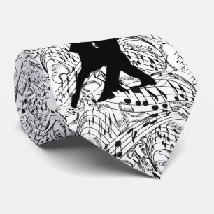 BLACK MUSIC NOTES WITH DANCING COUPLE-TIE TIE